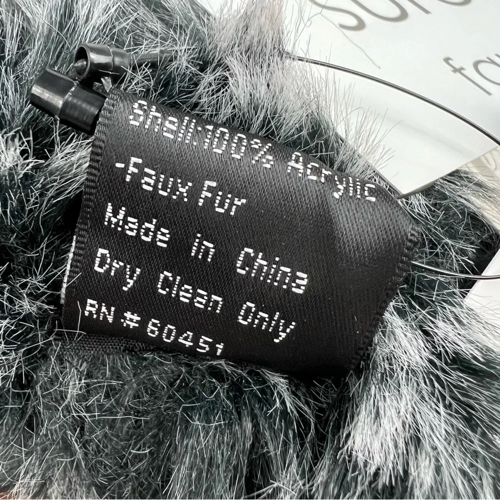 Surell Rex Rabbit Faux Fur Knit Stretch Headband OS Black Frost $65